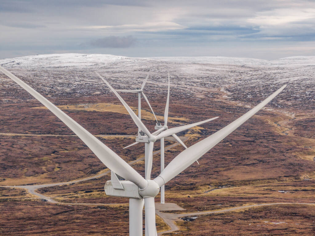 Snow fall on Stronelairg Wind Farm