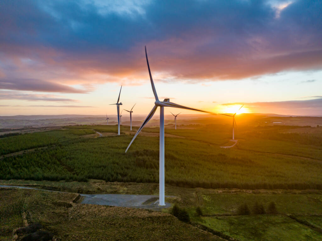 Sunrise on Glanaruddery Wind Farm - Renewable Energy