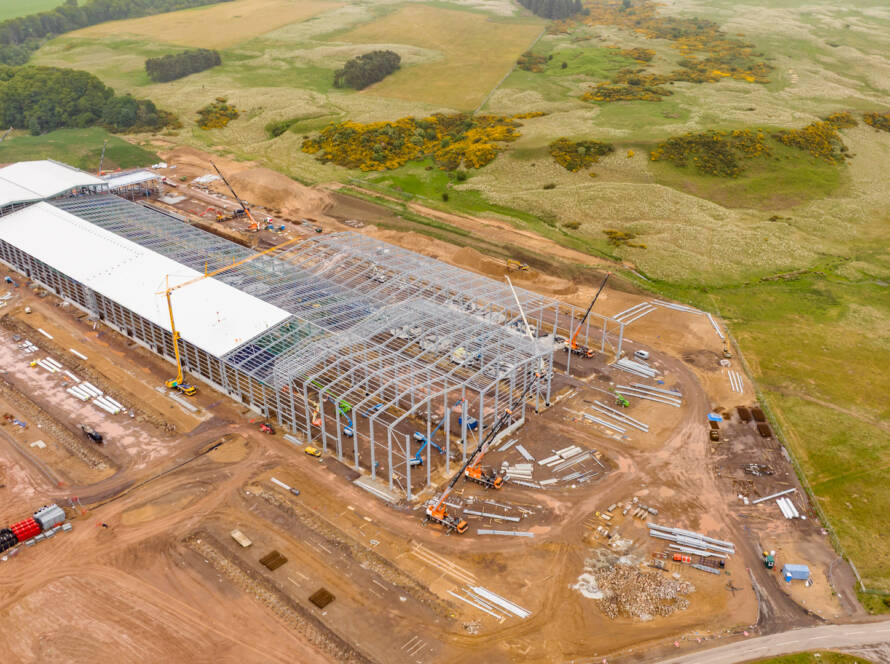 Drone photo of a large construction site