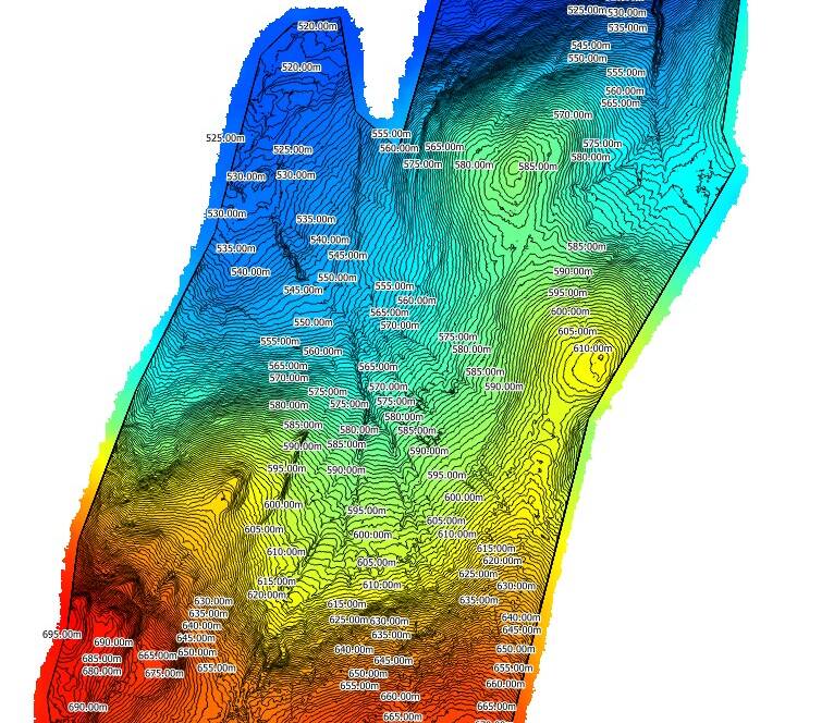 Coloured DEM with contour lines